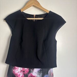 TED BAKER LIttle Black Dress with a twist.  Floral Beryll Ethereal Posie. Size 0